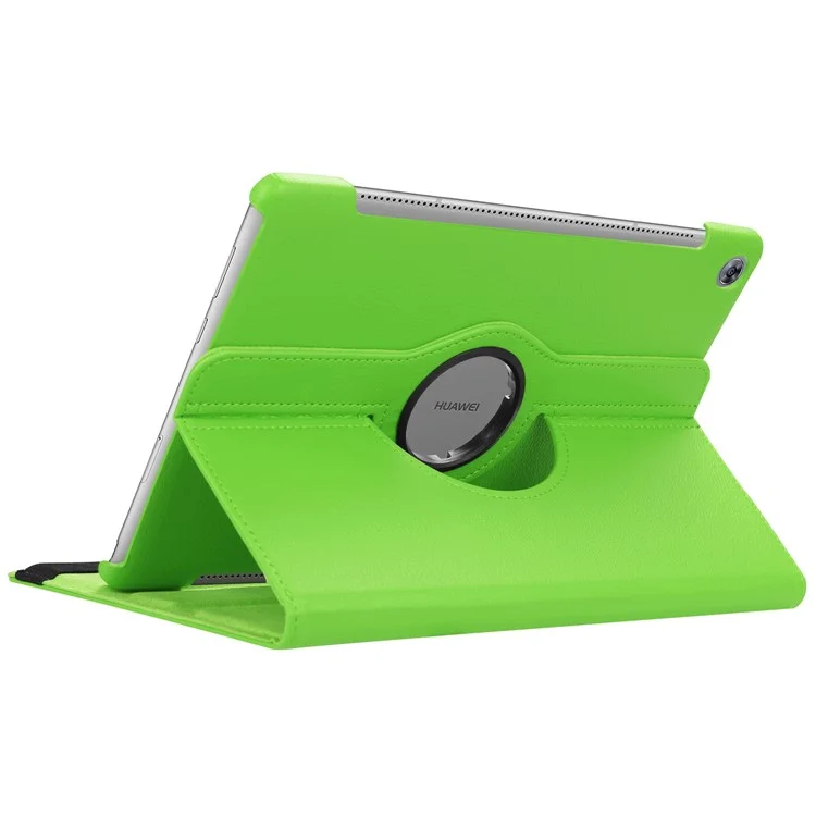 Litchi Grain Leather Stand Protection Cover for Huawei Mediapad M5 10 / M5 10 (Pro) with Elastic Band - Green