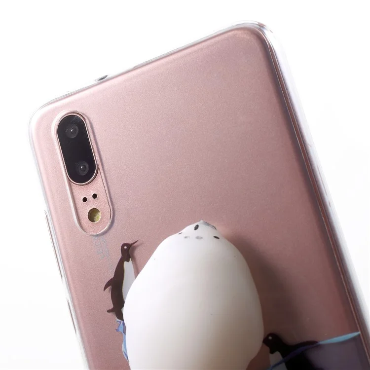 Pinch 3D Silicone Squishy Silicone Sea Lion Pattern Printing TPU Case for Huawei P20 - Penguin Pattern