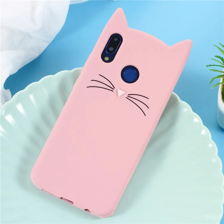 3D Mustache Cat Silicone Case for Huawei P20 Lite / Nova 3e - Pink
