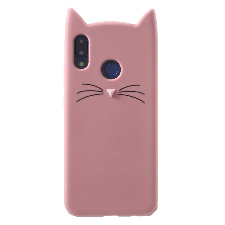 3D Mustache Cat Silicone Case for Huawei P20 Lite / Nova 3e - Pink