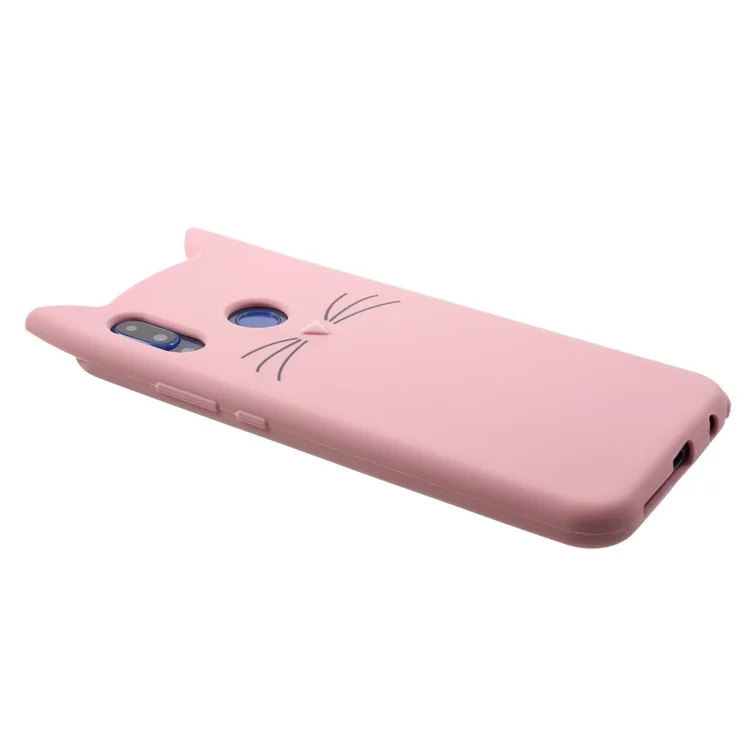 3D Mustache Cat Silicone Case for Huawei P20 Lite / Nova 3e - Pink
