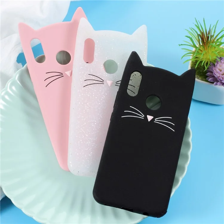 3D Mustache Cat Silicone Case for Huawei P20 Lite / Nova 3e - Pink