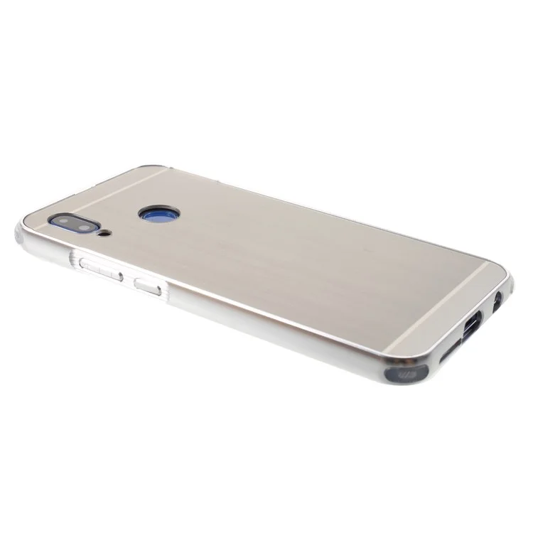 Slide-on Drop-proof Brushed PC Plate + Metal Bumper Hybrid Case for Huawei P20 Lite / Nova 3e - Silver