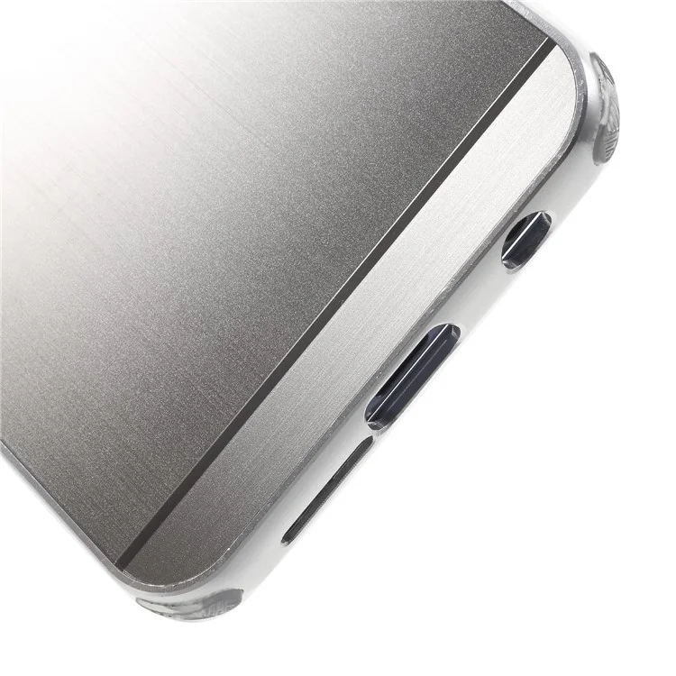 Slide-on Drop-proof Brushed PC Plate + Metal Bumper Hybrid Case for Huawei P20 Lite / Nova 3e - Silver