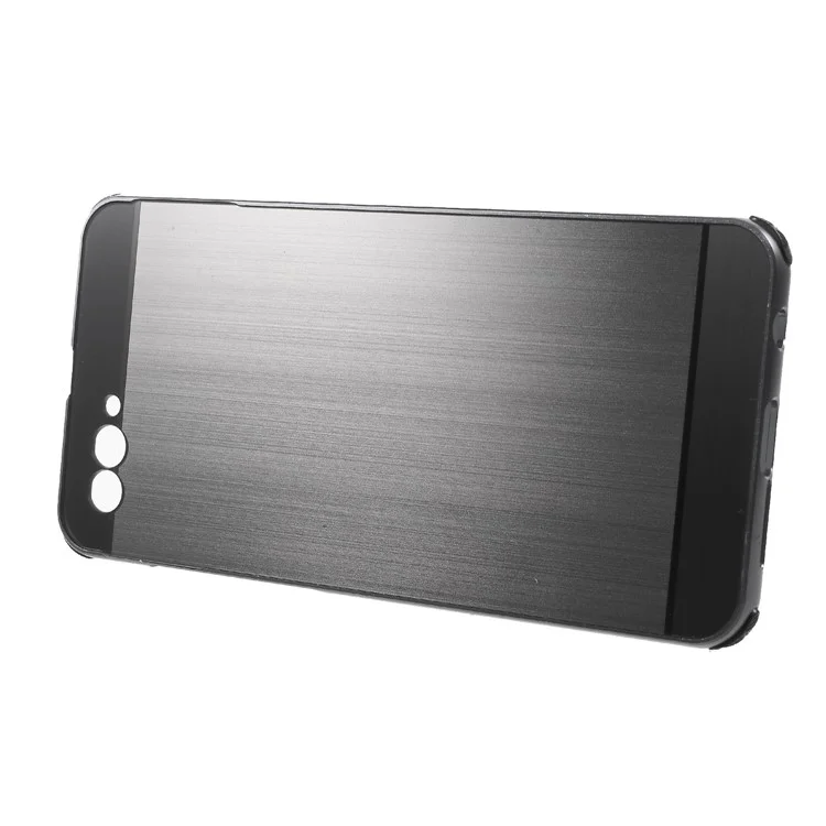 Slide-on Drop-proof Brushed PC Plate + Metal Bumper Hybrid Case for Huawei nova 2s - Grey