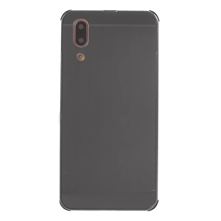 Plated Aluminum Alloy Bumper + Brushed PC Plate Drop-proof Back Case for Huawei P20 - Grey