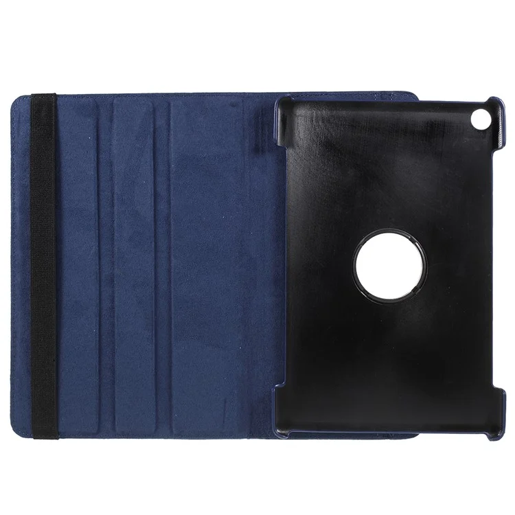 Étui en Cuir de Texture Litchi Avec Support Rotatif Pour Huawei Mediapad M5 10 / M5 10 (Pro) - Bleu Foncé