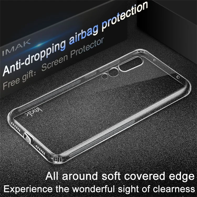 IMAK Anti-drop TPU Back Case + Screen Protector for Huawei P20 Pro - Transparent