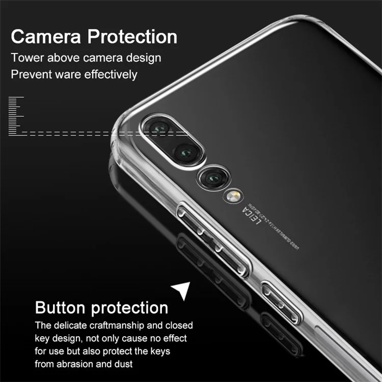IMAK Anti-drop TPU Back Case + Screen Protector for Huawei P20 Pro - Transparent