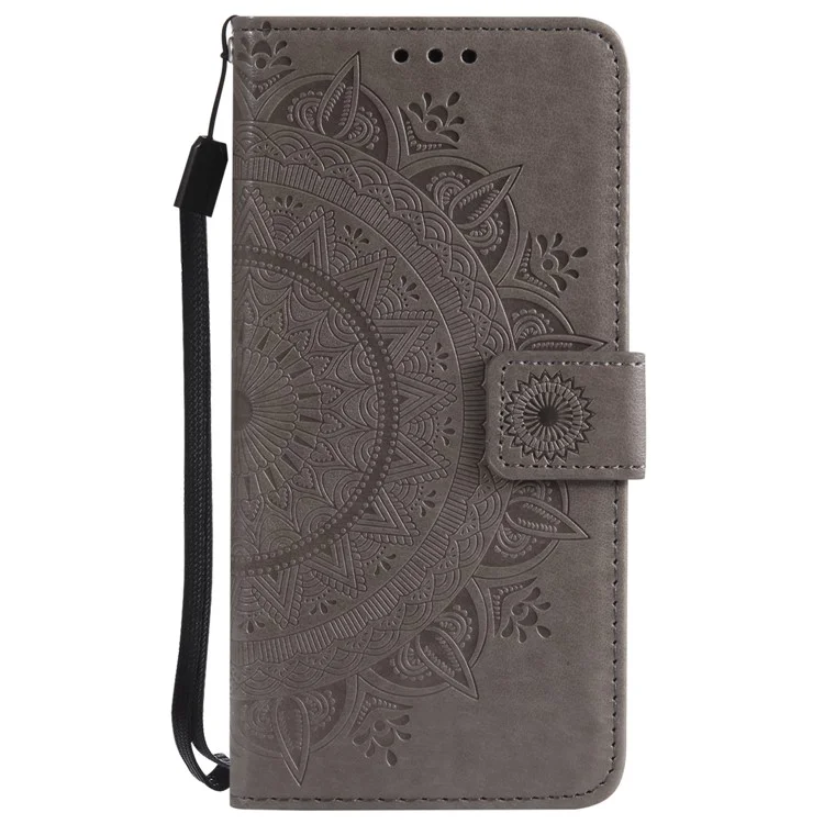 Imprinted Mandala Pattern PU Leather Protection Mobile Phone Case for Huawei P20 Lite / Nova 3e - Grey