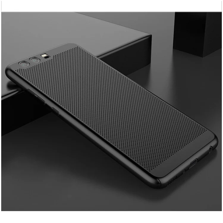 Hollow Mesh Heat Dissipation Matte PC Hard Case for Huawei P10 - Black
