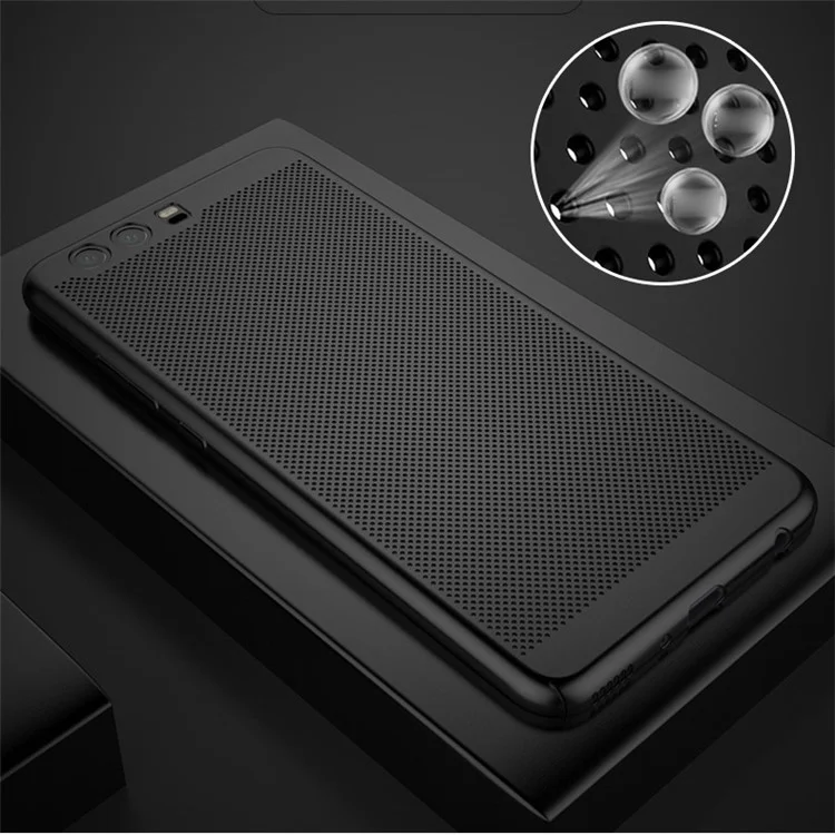 Hollow Mesh Heat Dissipation Matte PC Hard Case for Huawei P10 - Black