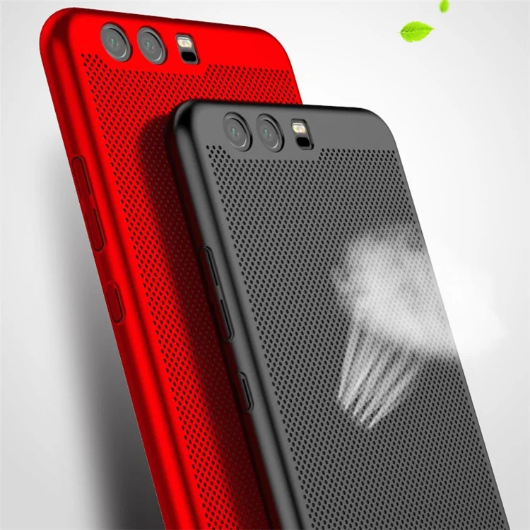Hollow Mesh Heat Dissipation Matte PC Hard Case for Huawei P10 - Black