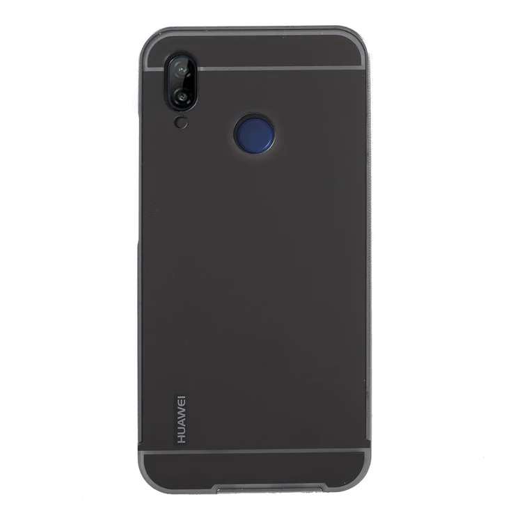 Mirror-like Slide-on Drop-proof PC Plate + Metal Bumper Hybrid Shell for Huawei P20 Lite / Nova 3e - Black