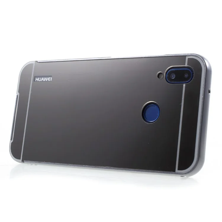 Mirror-like Slide-on Drop-proof PC Plate + Metal Bumper Hybrid Shell for Huawei P20 Lite / Nova 3e - Black