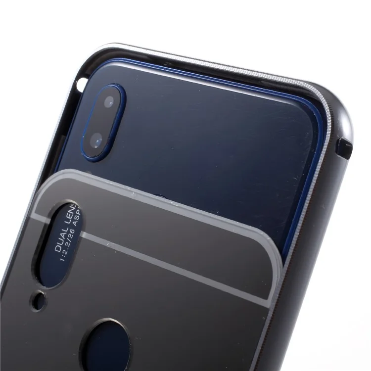 Mirror-like Slide-on Drop-proof PC Plate + Metal Bumper Hybrid Shell for Huawei P20 Lite / Nova 3e - Black
