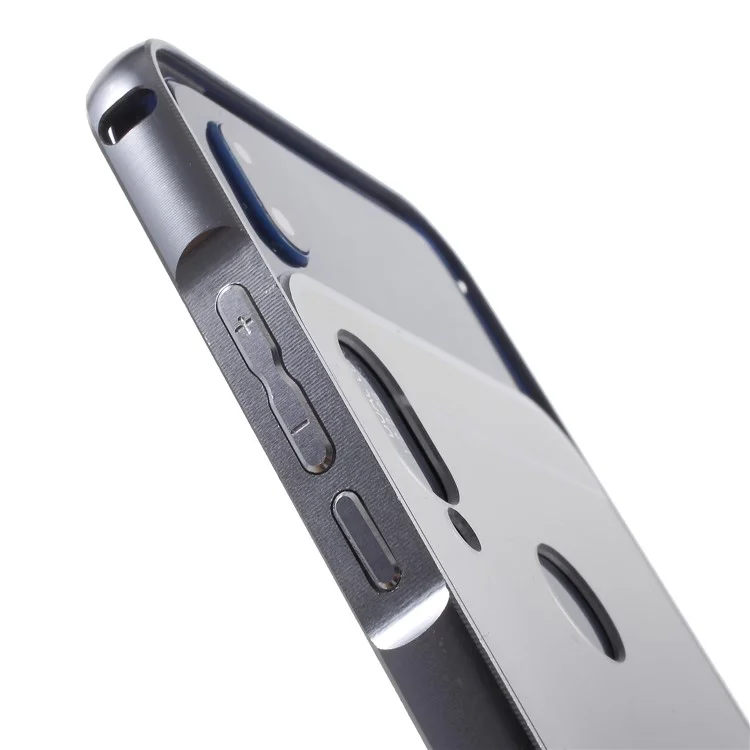 Mirror-like Slide-on Drop-proof PC Plate + Metal Bumper Hybrid Shell for Huawei P20 Lite / Nova 3e - Black