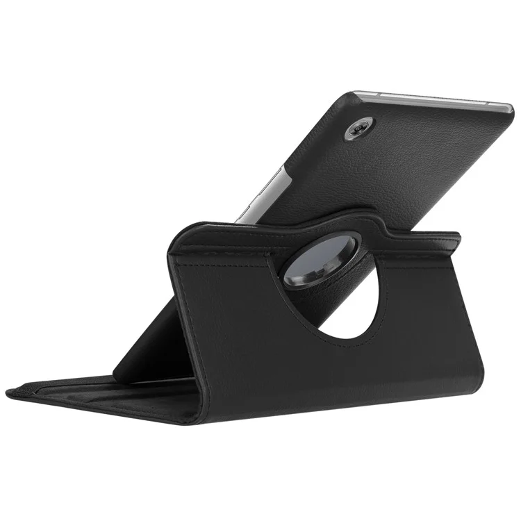 Litchi Grain Leather Stand Tablet Case for Huawei MediaPad M5 8 with Elastic Band - Black