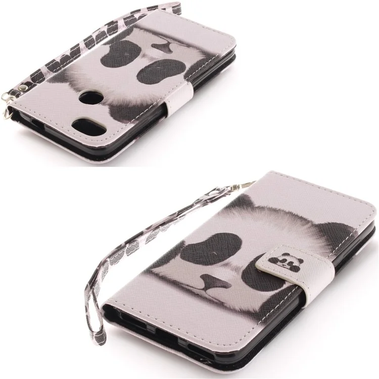 Patterned Leather Wallet Case for Huawei Y6 Pro (2017) / Enjoy 7 / P9 lite mini - Adorable Panda