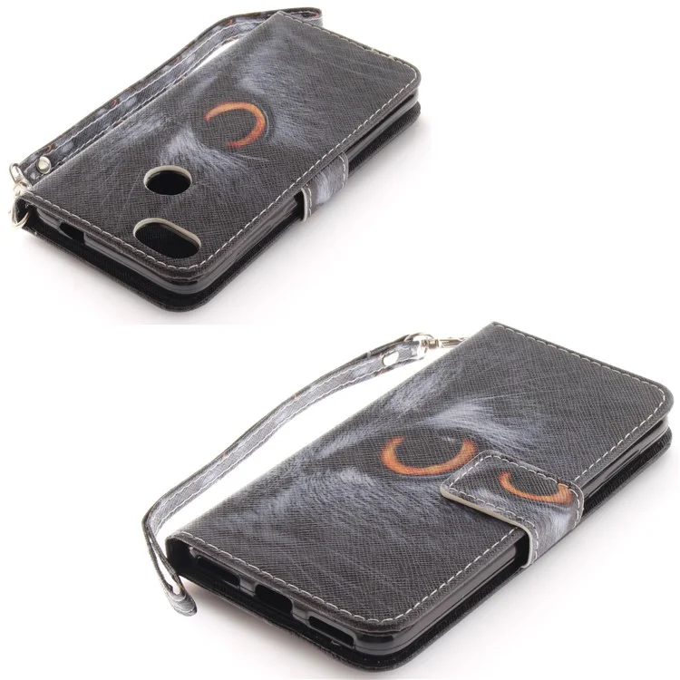 Printing Pattern Magnetic Stand Leather Wallet Cell Phone Case with Strap for Huawei P9 lite mini/Y6 Pro (2017)/Enjoy 7 - Eyes