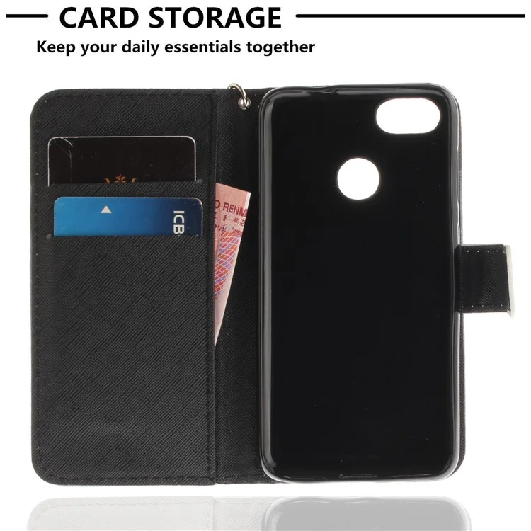 Printing Pattern Magnetic Stand Leather Wallet Cell Phone Case with Strap for Huawei P9 lite mini/Y6 Pro (2017)/Enjoy 7 - Eyes