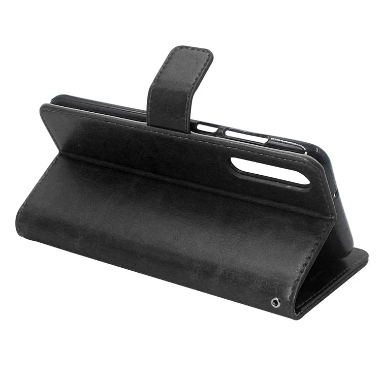 ENKAY Crazy Horse Wallet Stand Leather Cell Phone Case for Huawei P20 - Black