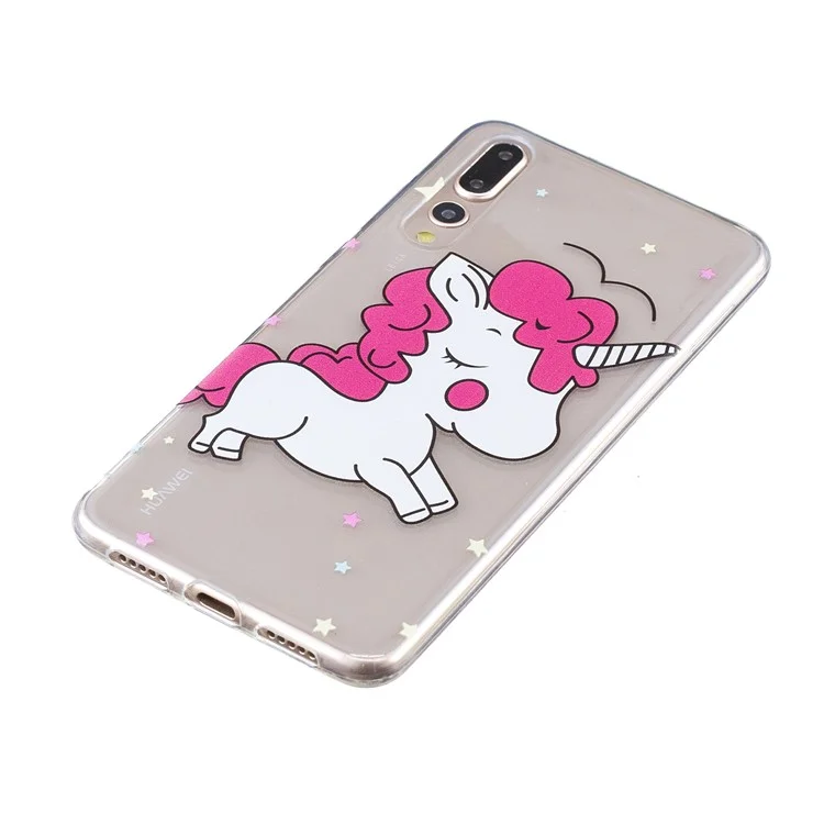 Embossment Patterned Soft TPU Gel Cover for Huawei P20 Pro - Shy Unicorn