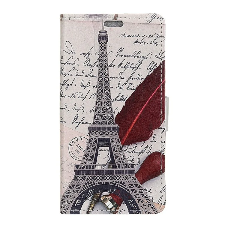 Pattern Printing Wallet Leather Stand Case for Huawei P20 Lite / Nova 3e - Eiffel Tower and Characters