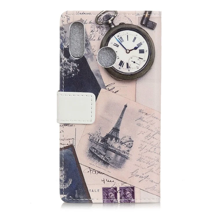 Pattern Printing Wallet Leather Stand Case for Huawei P20 Lite / Nova 3e - Eiffel Tower and Characters