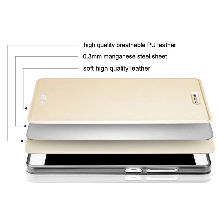 MOFI Vintage Classical Manganese Steel Leather Case for Huawei ShotX / Honor 7i - Champagne Gold