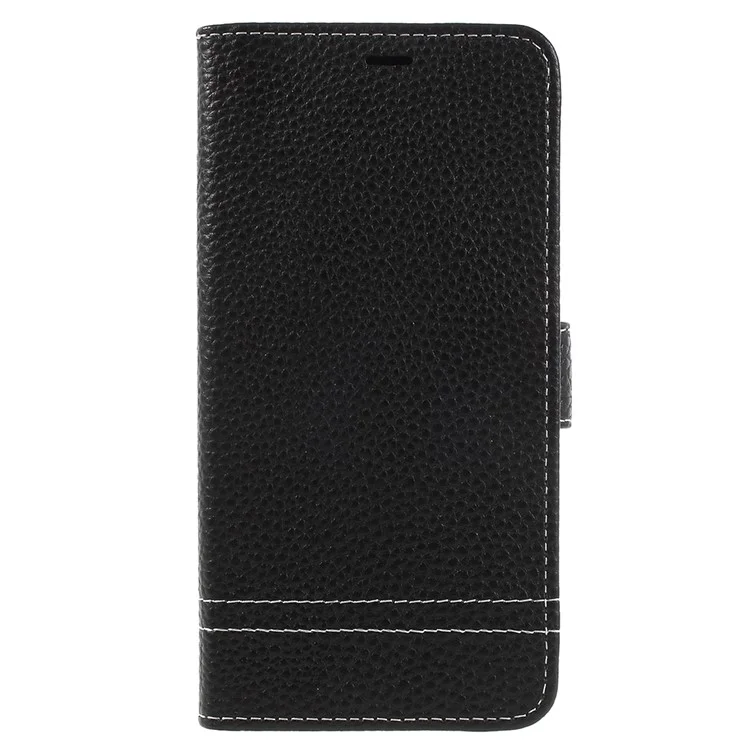 Litchi Texture PU Leather Wallet Phone Case with Stand for Huawei P20 Lite / Nova 3e - Black