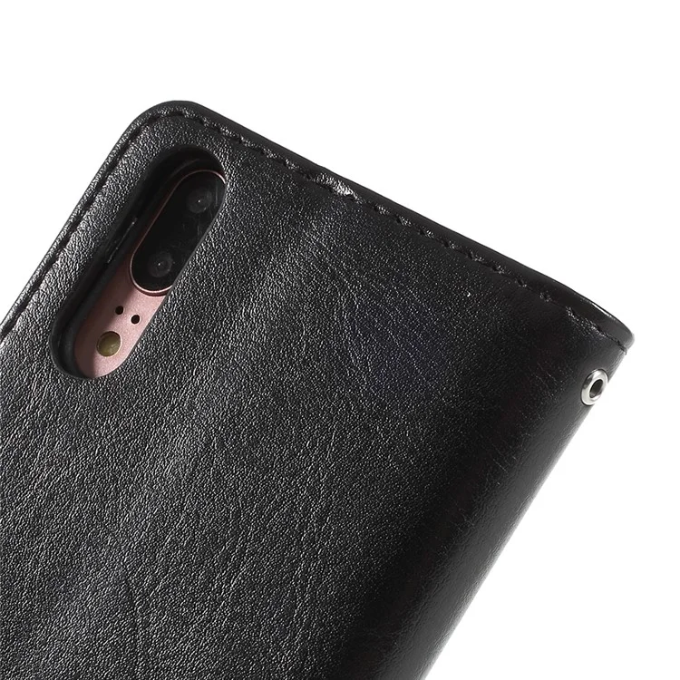 Crazy Horse Texture Flip Leather Wallet Stand Cellphone Magnetic Case for Huawei P20 - Black