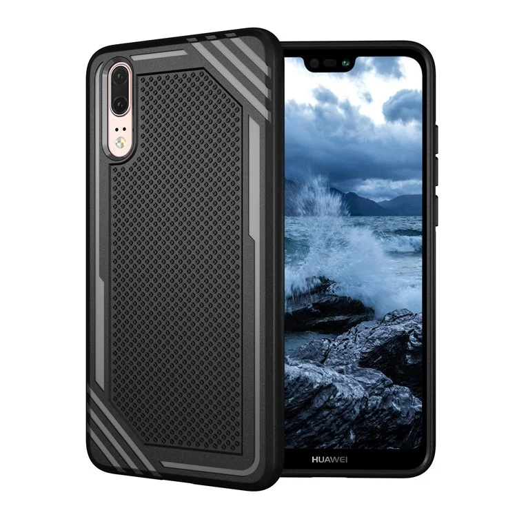 For Huawei P20 Anti-slip Armor TPU Mobile Phone Case - Black