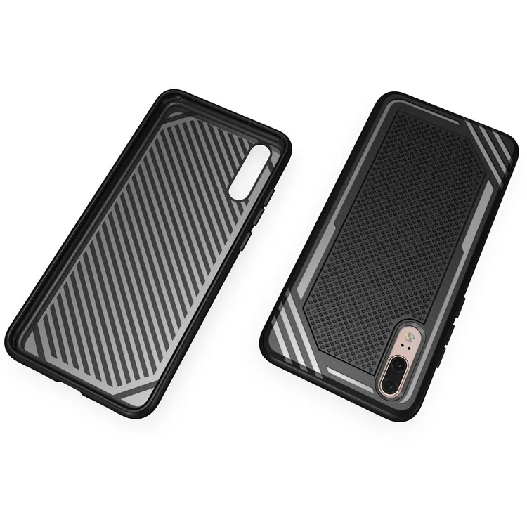 For Huawei P20 Anti-slip Armor TPU Mobile Phone Case - Black
