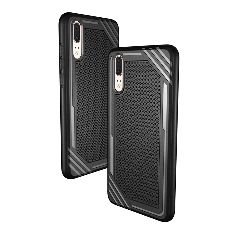 For Huawei P20 Anti-slip Armor TPU Mobile Phone Case - Black