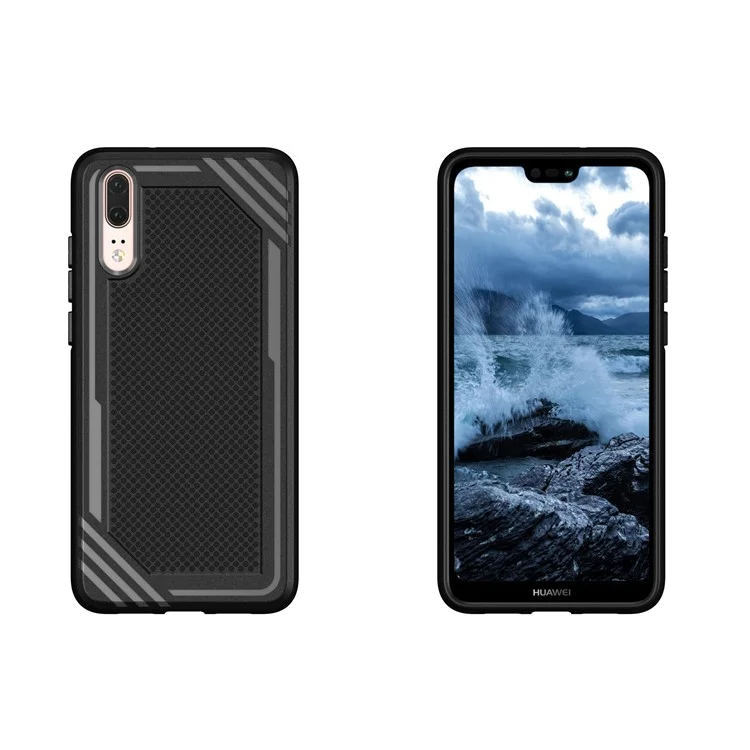 For Huawei P20 Anti-slip Armor TPU Mobile Phone Case - Black