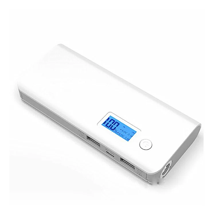 8000mAh 2.1A Dual-port Power Bank Charger with LCD Display - Grey