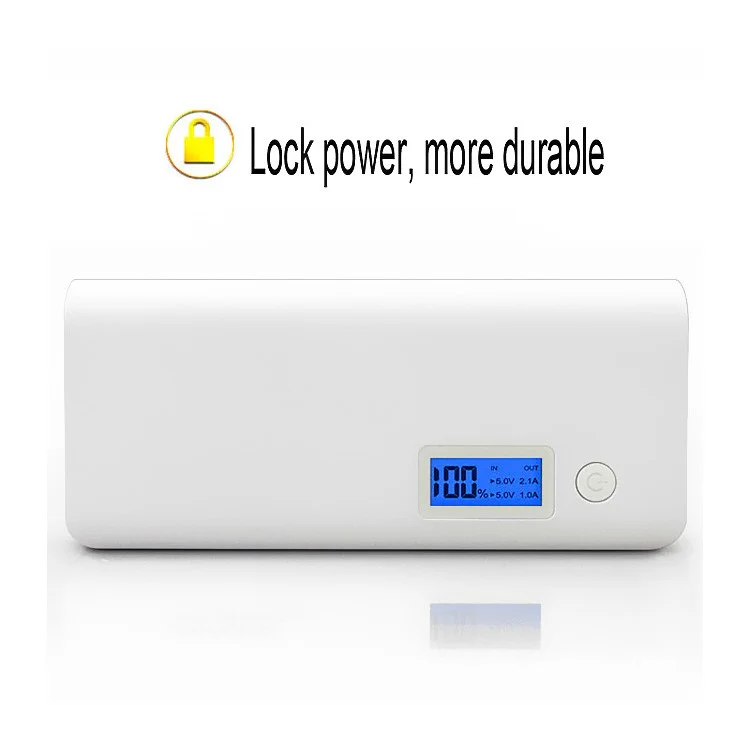 8000mAh 2.1A Dual-port Power Bank Charger with LCD Display - Grey