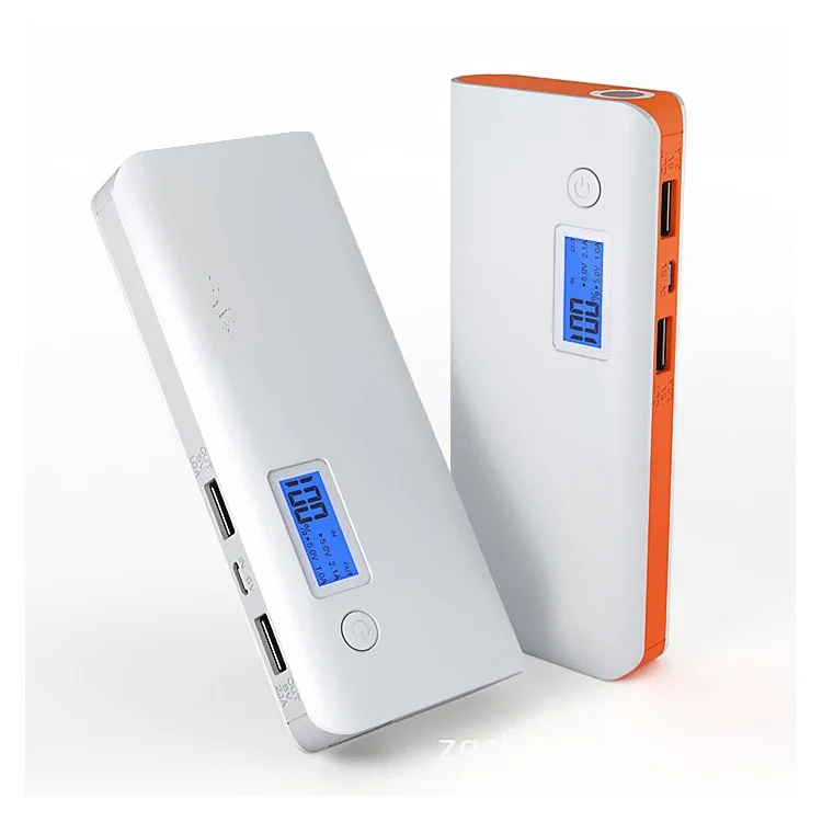 8000mAh 2.1A Dual-port Power Bank Charger with LCD Display - Grey