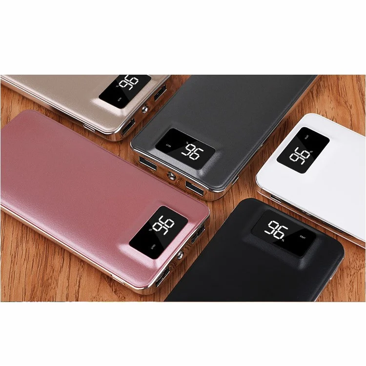 T13 8000mAh Dual USB Outputs Power Bank with LED Display for Smart Phones and Tablets - Black