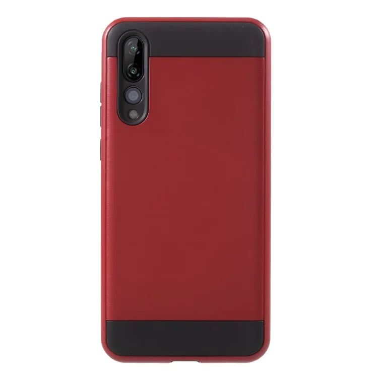 For Huawei P20 Pro Brushed PC + TPU Hybrid Case - Red