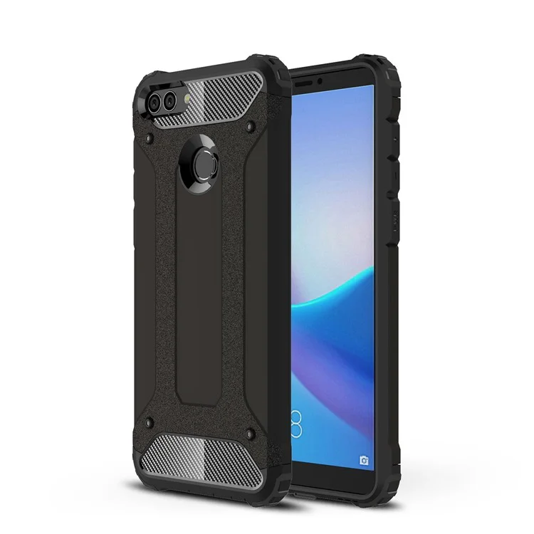 Heavy Duty Rugged Combo Phone Case (Plastic + TPU) for Huawei Y9 (2018)/Enjoy 8 Plus - Black