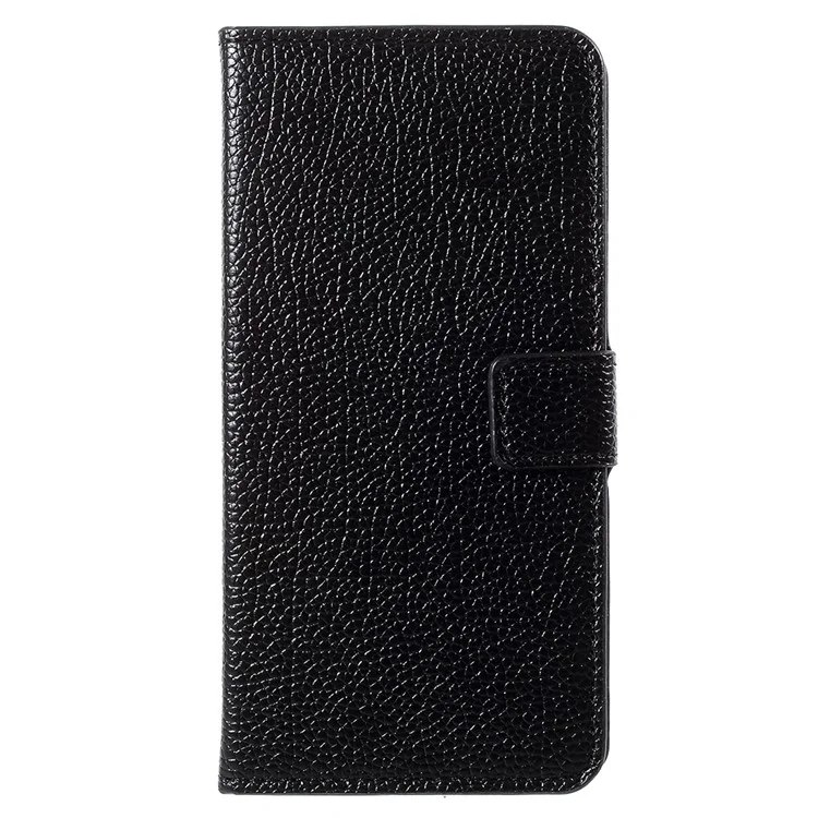 Litchi Skin Leather Wallet Case for Huawei Enjoy 8/Honor 7C /Y7 Prime (2018) - Black