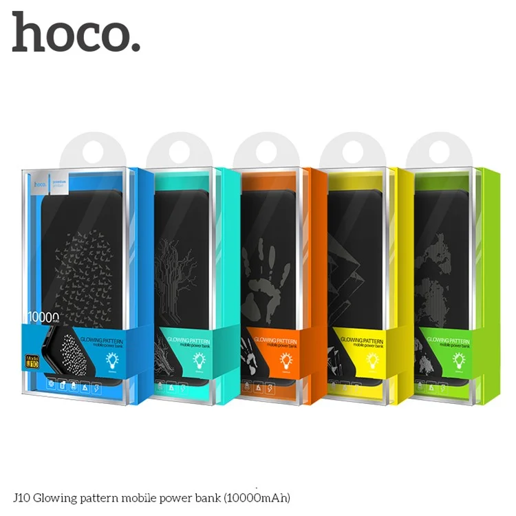 HOCO J10 10000mAh Dual USB External Power Bank Battery Charger for iPhone Samsung Huawei - Palm Print