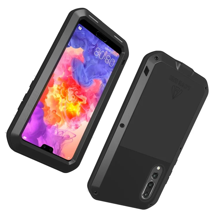 LOVE MEI for Huawei P20 Pro Shockproof Dust-proof Powerful Metal Defender Mobile Phone Cover - Black