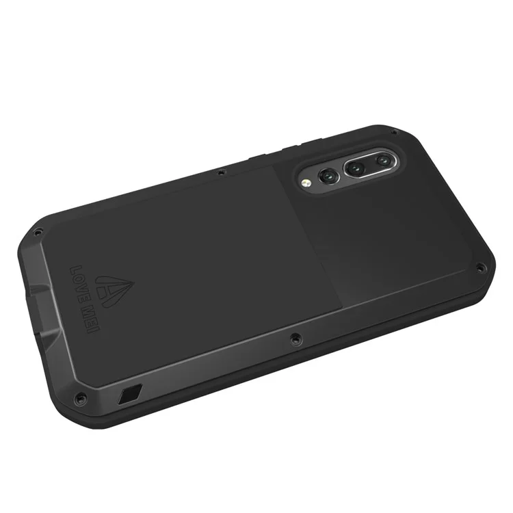 Love Mei Para Huawei P20 Pro a Prueba de Choque Potente Defensor de Metal Cubierta de Teléfono Móvil de Defensa Móvil - Negro