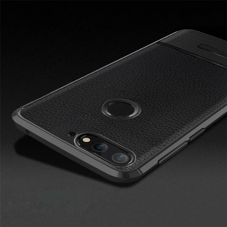 Litchi Texture Brushed TPU Phone Case for Huawei Y7 Prime (2018)/Honor 7C/Enjoy 8/ Nova 2 lite - Black