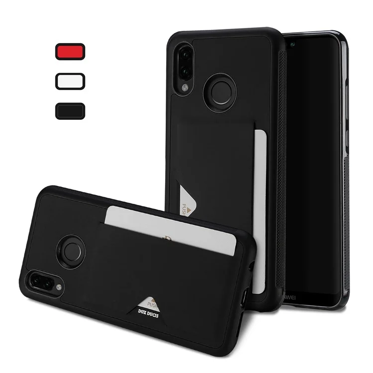DUX DUCIS Pocard Series Card Holder PU Leather Coated TPU Case for Huawei P20 Lite/Nova 3e - Black