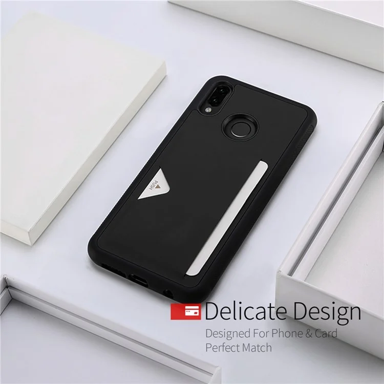 DUX DUCIS Pocard Series Card Holder PU Leather Coated TPU Case for Huawei P20 Lite/Nova 3e - Black