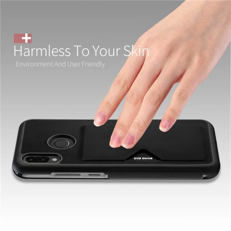DUX DUCIS Pocard Series Card Holder PU Leather Coated TPU Case for Huawei P20 Lite/Nova 3e - Black